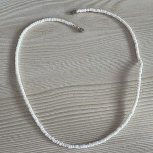 Homemade White Beaded Beachy Choker